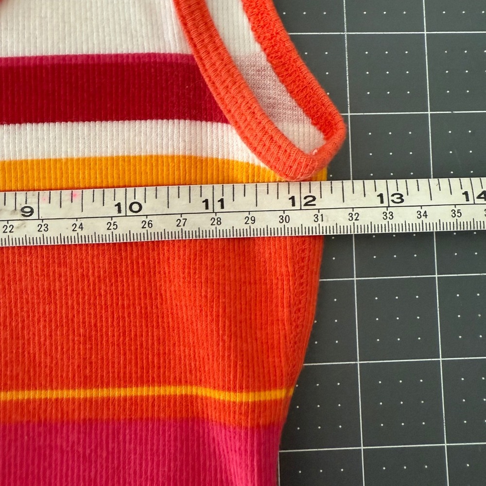 Y2K Womens Medium Striped Tank Top Colorful Long Fitted Ribbed Bright Layering‎ - Picture 5 of 6